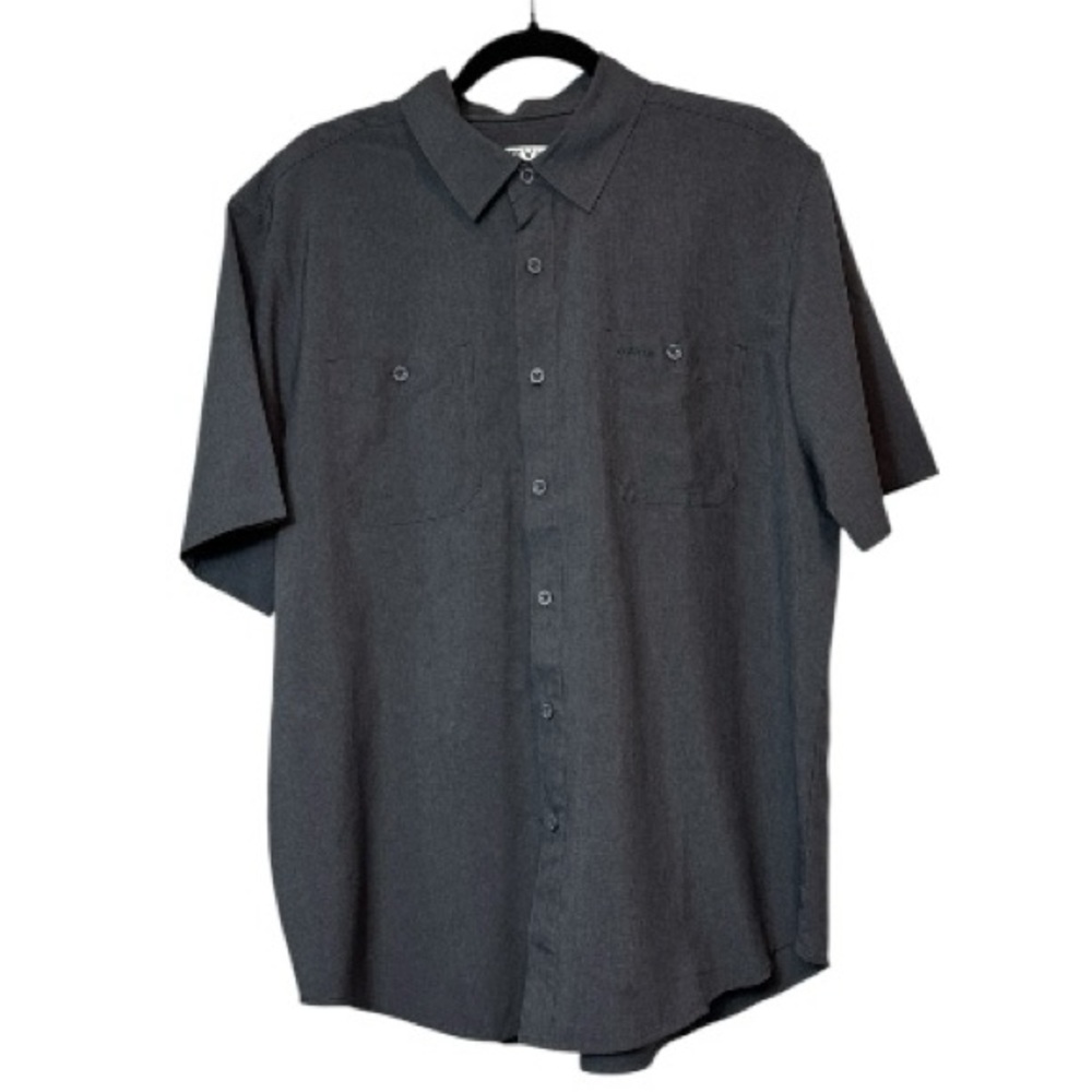 Orvis Gray Short Sleeve Logo Button Front Shirt Size L
